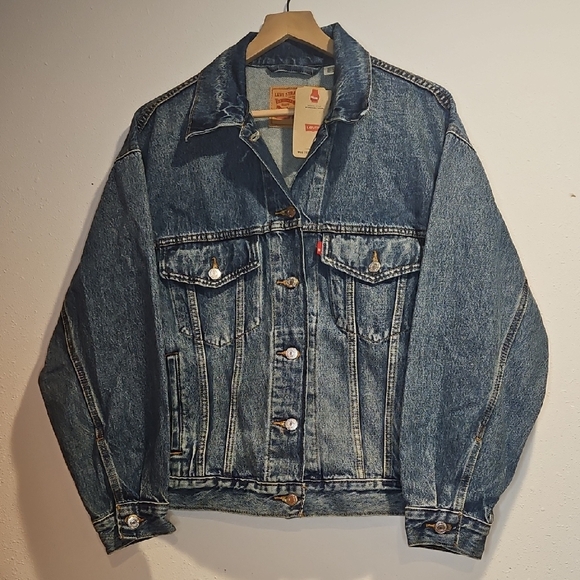 NWT Levi's Women's Classic Darkwash Blue Denim 90's Trucker Jacket Sz. S